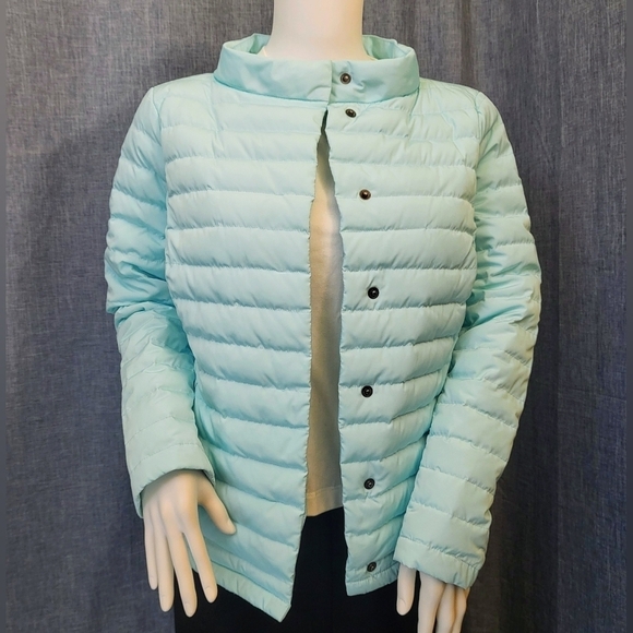 Talbots Quilted Down Puffer Jacket Flattering Sea Green Women's S - Picture 3 of 16